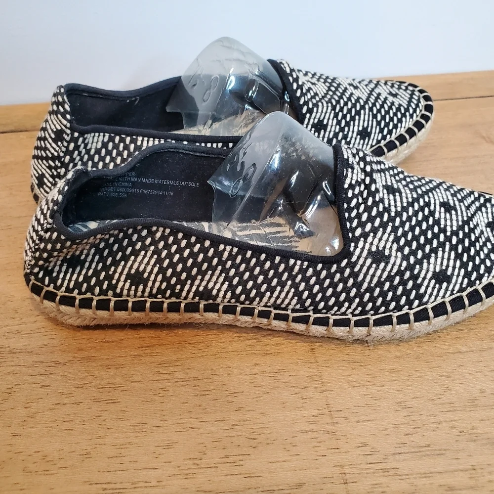 Dolce Vita Black & White Woven Espadrille Slip-Ons